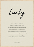 Lucky Word of Intention Framed print A2 (42 x 59.4 cm) Wood frame Linen paper