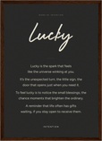 Lucky Word of Intention Framed print A3 (29.7 x 42 cm) Dark wood frame Carbon paper
