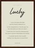 Lucky Word of Intention Framed print A3 (29.7 x 42 cm) Dark wood frame Linen paper
