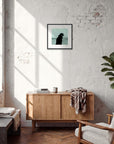 Misty Mind Framed print 40x40 cm / 16x16″ Black frame in interior