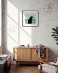 Misty Mind Framed print 50x50 cm / 20x20″ Dark wood frame in interior