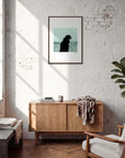 Misty Mind Framed print 50x70 cm / 20x28″ Dark wood frame in interior