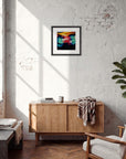 Moving Smiles Framed print 40x40 cm / 16x16″ Black frame in interior