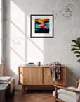 Moving Smiles Framed print 50x50 cm / 20x20″ Black frame in interior