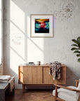 Moving Smiles Framed print 50x50 cm / 20x20″ Wood frame in interior