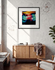 Moving Smiles Framed print 70x70 cm / 28x28″ Black frame in interior
