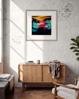 Moving Smiles Framed print 70x70 cm / 28x28″ Wood frame in interior