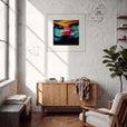 Moving Smiles Framed print 70x70 cm / 28x28″ Wood frame in interior