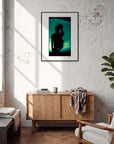 Dancing Cowboy Framed print 60x80 cm / 24x32″ Black frame in interior