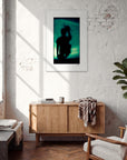 Dancing Cowboy Framed print 60x90 cm / 24x36″ White frame in interior