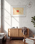 Kiss My Ass Framed print 60x80 cm / 24x32″ Wood frame in interior