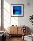 Nocturne Velvet Framed print 70x70 cm / 28x28″ Dark wood frame in interior