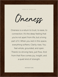 Oneness Word of Intention Framed print 13x18 cm / 5x7″ Dark wood frame Linen paper