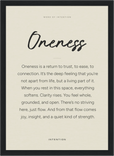 Oneness Word of Intention Framed print 21x29.7 cm / 8x12" Black frame Linen paper