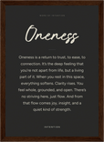 Oneness Word of Intention Framed print 21x29.7 cm / 8x12" Dark wood frame Carbon paper