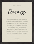 Oneness Word of Intention Framed print 30x40 cm / 12x16″ Black frame Linen paper