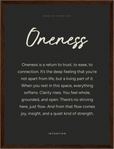 Oneness Word of Intention Framed print 30x40 cm / 12x16″ Dark wood frame Carbon paper