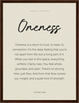 Oneness Word of Intention Framed print 30x40 cm / 12x16″ Dark wood frame Linen paper