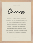 Oneness Word of Intention Framed print 30x40 cm / 12x16″ Wood frame Linen paper