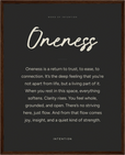 Oneness Word of Intention Framed print 40x50 cm / 16x20″ Dark wood frame Carbon paper