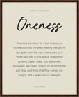 Oneness Word of Intention Framed print 40x50 cm / 16x20″ Dark wood frame Linen paper
