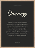 Oneness Word of Intention Framed print 50x70 cm / 20x28″ Wood frame Carbon paper