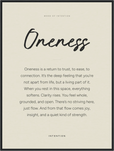Oneness Word of Intention Framed print 60x80 cm / 24x32″ Black frame Linen paper