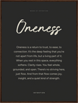 Oneness Word of Intention Framed print 60x80 cm / 24x32″ Dark wood frame Carbon paper