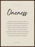 Oneness Word of Intention Framed print 60x80 cm / 24x32″ Dark wood frame Linen paper