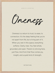 Oneness Word of Intention Framed print 60x80 cm / 24x32″ Wood frame Linen paper