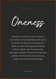 Oneness Word of Intention Framed print 70x100 cm / 28x40″ Dark wood frame Carbon paper