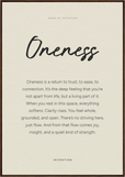 Oneness Word of Intention Framed print 70x100 cm / 28x40″ Dark wood frame Linen paper