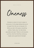 Oneness Word of Intention Framed print A1 (59.4 x 84.1 cm) Dark wood frame Linen paper