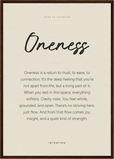 Oneness Word of Intention Framed print A2 (42 x 59.4 cm) Dark wood frame Linen paper