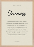 Oneness Word of Intention Framed print A2 (42 x 59.4 cm) Wood frame Linen paper