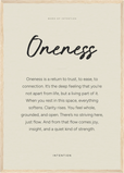 Oneness Word of Intention Framed print A2 (42 x 59.4 cm) Wood frame Linen paper