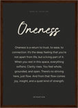 Oneness Word of Intention Framed print A3 (29.7 x 42 cm) Dark wood frame Carbon paper