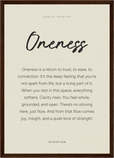 Oneness Word of Intention Framed print A3 (29.7 x 42 cm) Dark wood frame Linen paper