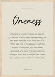 Oneness Word of Intention Framed print A3 (29.7 x 42 cm) Wood frame Linen paper