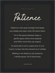 Patience Word of Intention Framed print 13x18 cm / 5x7″ Black frame Carbon paper