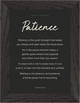 Patience Word of Intention Framed print 13x18 cm / 5x7″ Black frame Carbon paper