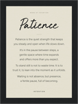 Patience Word of Intention Framed print 13x18 cm / 5x7″ Black frame Linen paper