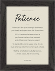 Patience Word of Intention Framed print 13x18 cm / 5x7″ Black frame Linen paper