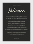 Patience Word of Intention Framed print 13x18 cm / 5x7″ White frame Carbon paper