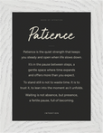 Patience Word of Intention Framed print 13x18 cm / 5x7″ White frame Carbon paper