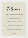Patience Word of Intention Framed print 13x18 cm / 5x7″ White frame Linen paper
