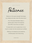 Patience Word of Intention Framed print 13x18 cm / 5x7″ Wood frame Linen paper