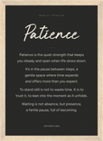 Patience Word of Intention Framed print 21x29.7 cm / 8x12" Wood frame Carbon paper