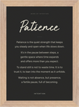Patience Word of Intention Framed print 21x29.7 cm / 8x12" Wood frame Carbon paper