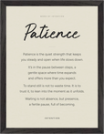Patience Word of Intention Framed print 30x40 cm / 12x16″ Black frame Linen paper